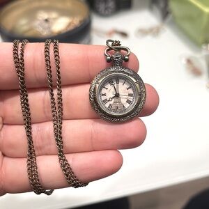 Stainless Steel Quartz Clock Necklace